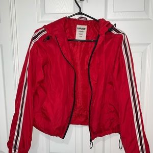 Red striped sleeve windbreaker